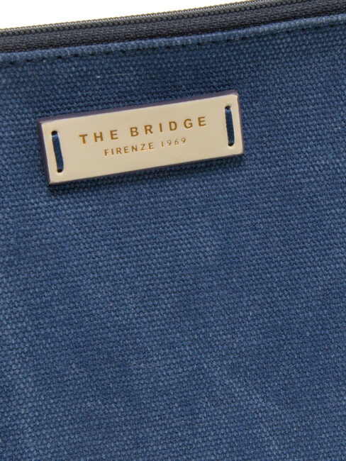 ANNA Bolso de mano plano de lona azul marino/blanco leche abb. oro - Bolsos Mujer