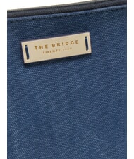 THE BRIDGE ANNA Bolso de mano plano de lona azul marino/blanco leche abb. oro - Bolsos Mujer - 3