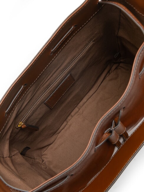 CARLOTTA Bolso de piel tipo cartera con bolsillos BROWN - Bolsos Mujer