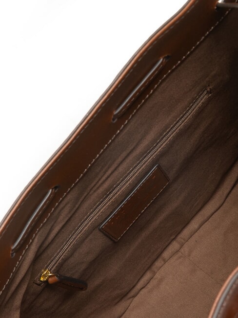 CARLOTTA Bolso de cuero tipo cubo BROWN - Bolsos Mujer