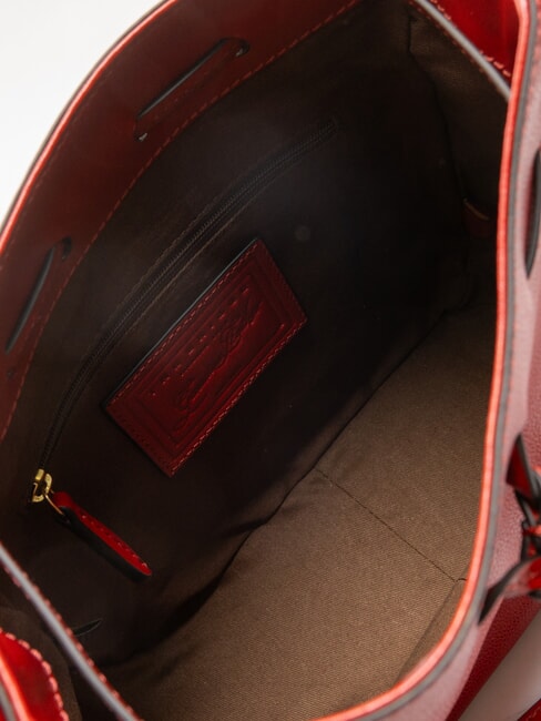 CARLOTTA Bolso bandolera tipo cubo cereza / oro - Bolsos Mujer