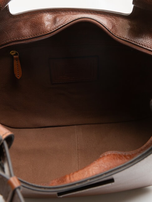 LUCIA Bolso de hombro de cuero tipo hobo BROWN - Bolsos Mujer