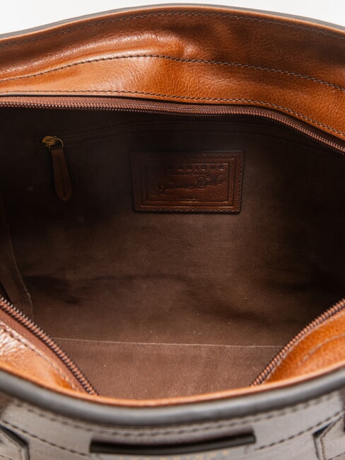 ANGELA Bolso de hombro de piel para compras BROWN - Bolsos Mujer