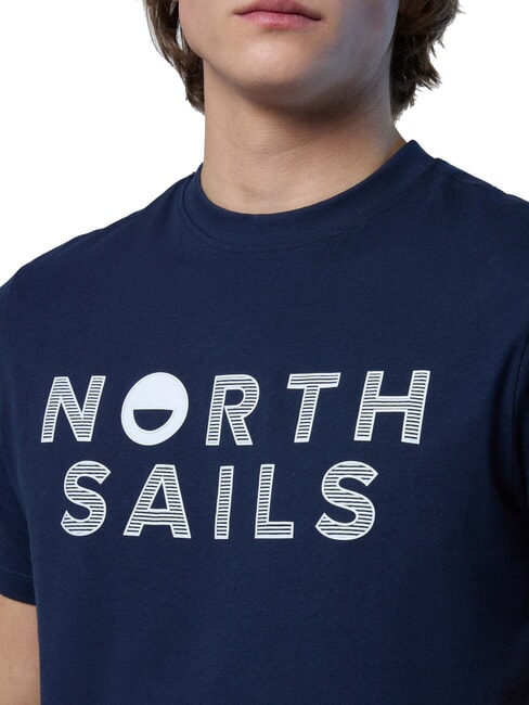 LINE PRINT Camiseta de algod&oacute;n con estampado maxi Azul marino - camiseta