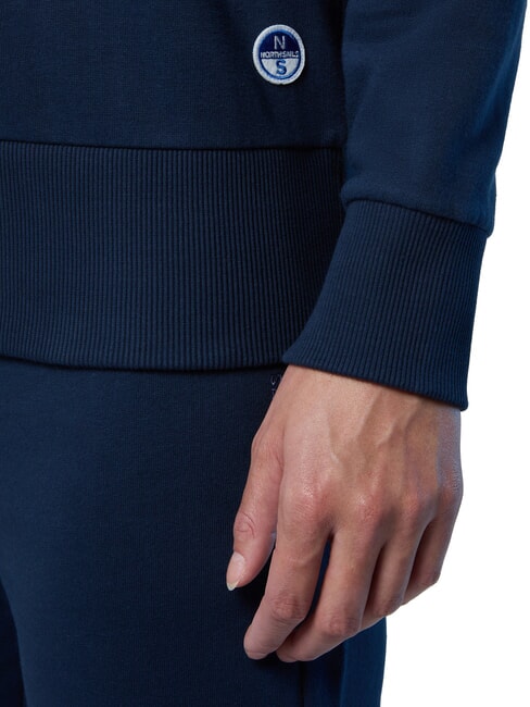 BASIC Sudadera de algodón con cuello redondo Azul marino - Sudaderas de mujer