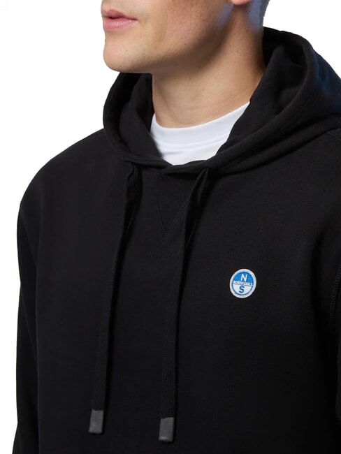 ROUND LOGO Sudadera con capucha de algodón negro - Sudaderas