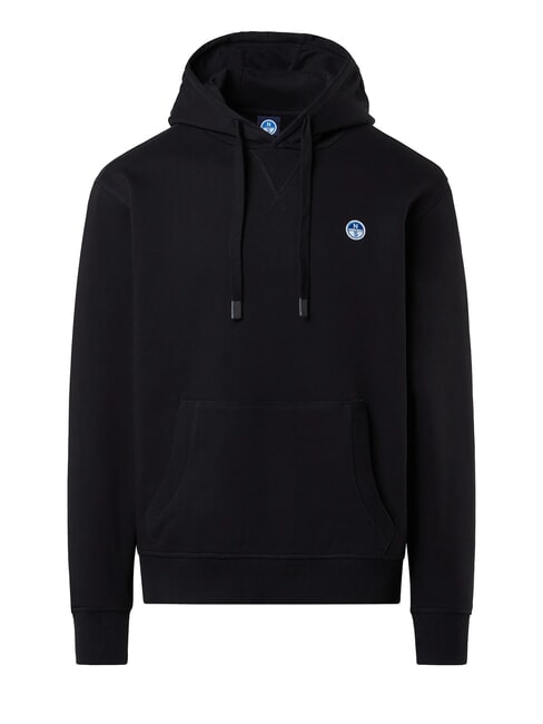 ROUND LOGO Sudadera con capucha de algodón negro - Sudaderas