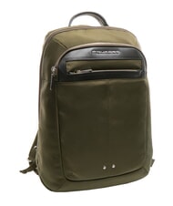 PIQUADRO LINK Mochila en piel y tela, soporte para pc de 15,6" VERDE - Mochilas para portátil - 4