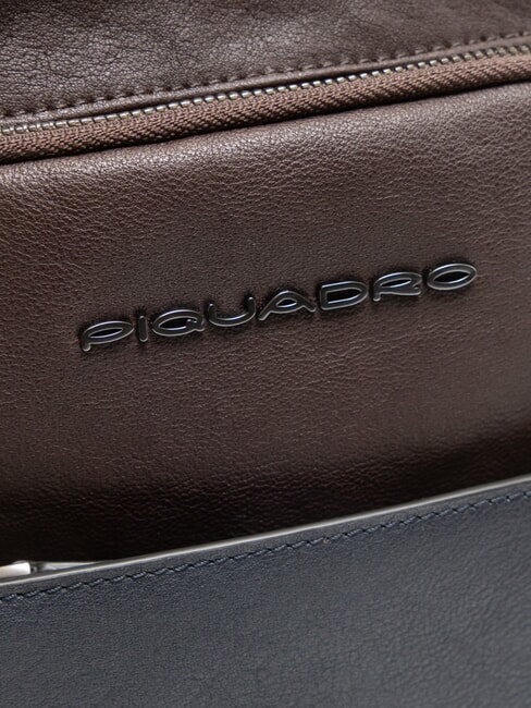 BLACK SQUARE Bolso mochila de un solo hombro de piel azul/marrón oscuro - Mochilas para portátil