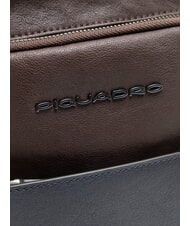 PIQUADRO BLACK SQUARE Bolso mochila de un solo hombro de piel azul/marrón oscuro - Mochilas para portátil - 3