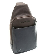 PIQUADRO BLACK SQUARE Bolso mochila de un solo hombro de piel azul/marrón oscuro - Mochilas para portátil - 4