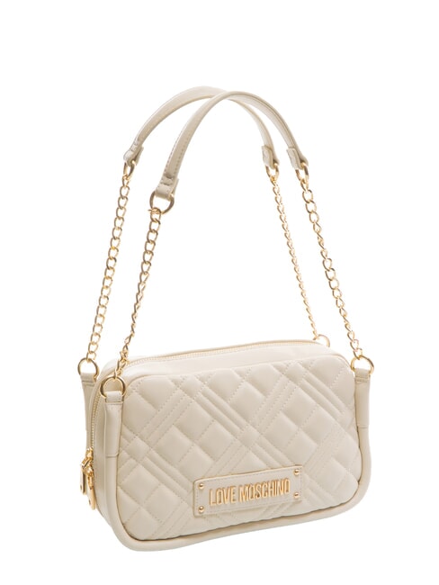 QUILTED Bolso de hombro con asa de cadena Marfil - Bolsos Mujer