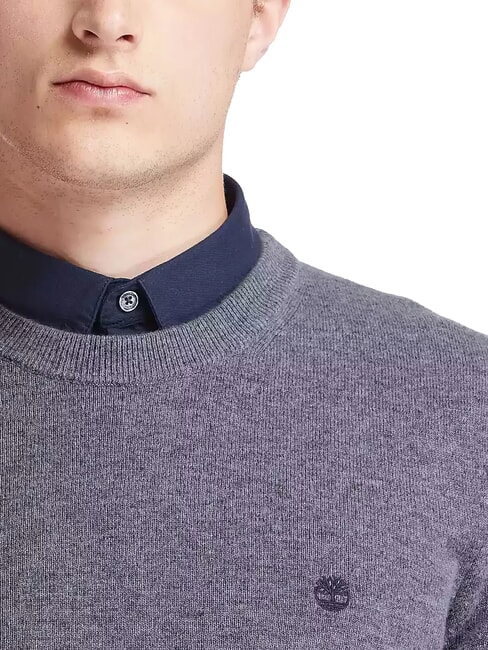 MERINO Jersey de cuello redondo en mezcla de lana oscuro / gris / jaspeado - Suéteres de los hombres