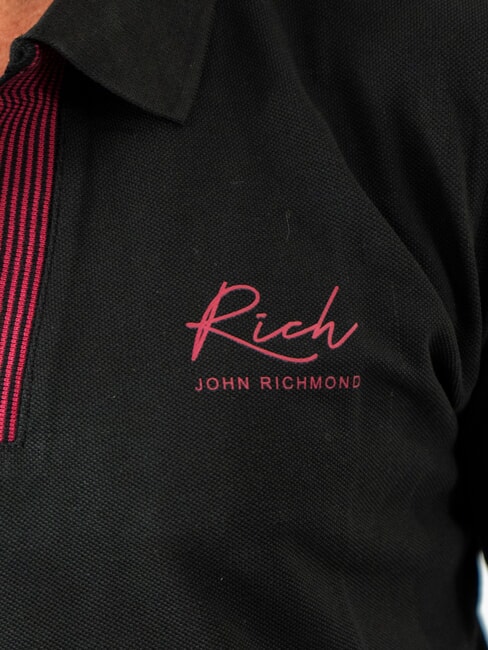 DABAK Polo de media manga con cuello en V negro - camisa polo