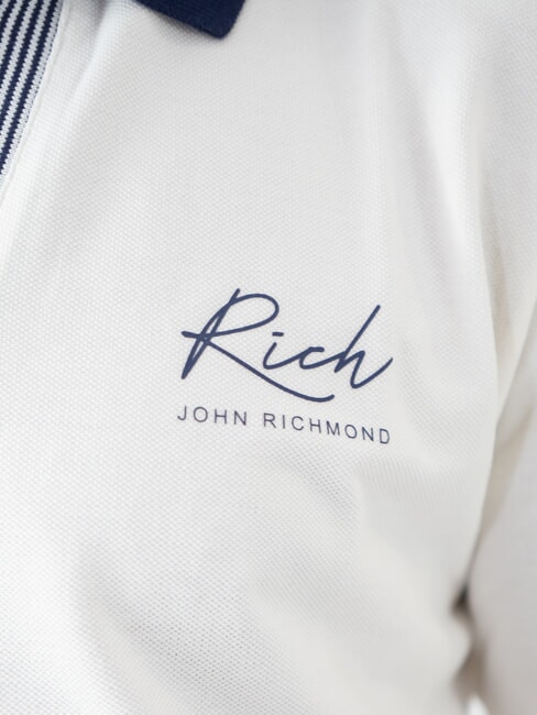 DABAK Polo de media manga con cuello en V blanquecino - camisa polo