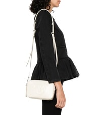 PINKO CARRIE Bolsa de cuero para cámara blanco seda cepillado plata - Bolsos Mujer - 5