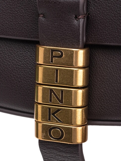 SADDLE Bolso bandolera de piel con solapa mezcla moro marrón gal. nik de oro - Bolsos Mujer