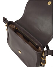 PINKO SADDLE Bolso bandolera de piel con solapa mezcla moro marrón gal. nik de oro - Bolsos Mujer - 6