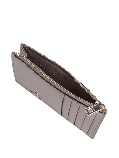 CAMELIA Cartera plana de piel estuco gris - Carteras Mujer