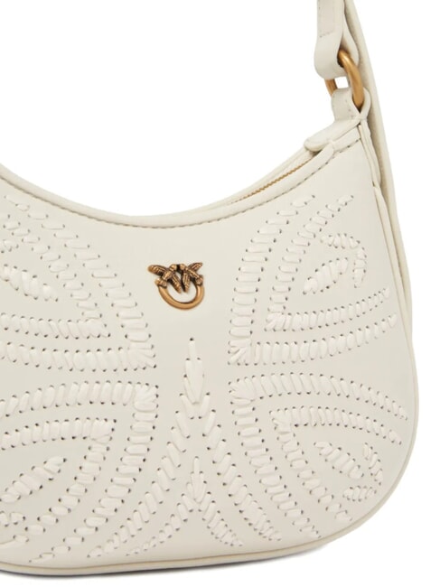 HALF MOON BABY Bolso de hombro blanco seda-oro antiguo - Bolsos Mujer