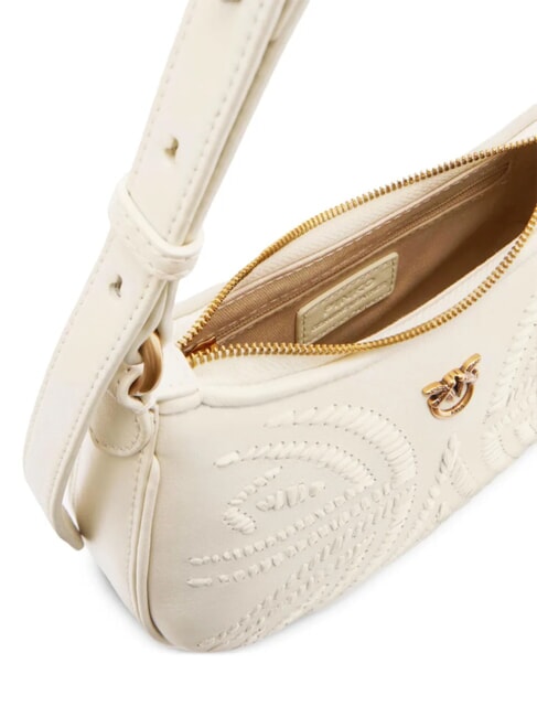 HALF MOON BABY Bolso de hombro blanco seda-oro antiguo - Bolsos Mujer