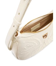 PINKO HALF MOON BABY Bolso de hombro blanco seda-oro antiguo - Bolsos Mujer - 4