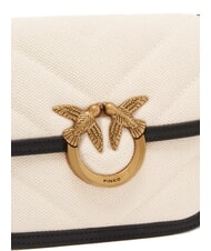 PINKO LOVE BOX BAG Mini bolso de hombro de lona beige/negro-oro antiguo - Bolsos Mujer - 3