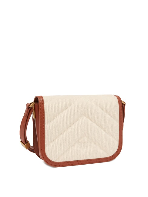 LOVE BOX BAG Mini bolso de hombro de lona beige/marrón-oro antiguo - Bolsos Mujer