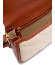 PINKO LOVE BOX BAG Mini bolso de hombro de lona beige/marrón-oro antiguo - Bolsos Mujer - 4