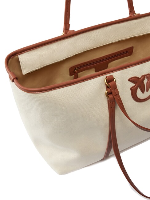 MIRANDA Bolso shopper de lona con doble asa multibeige/cuero-oro antiguo - Bolsos Mujer