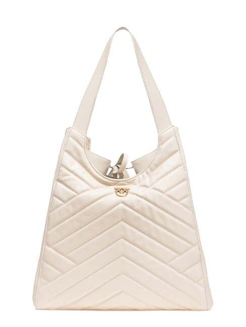 PUZZLE Bolso de hombro de piel cosida blanco seda-oro antiguo - Bolsos Mujer