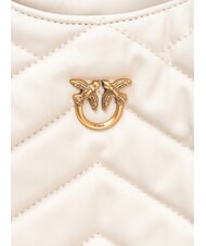 PINKO PUZZLE Bolso de hombro de piel cosida blanco seda-oro antiguo - Bolsos Mujer - 4