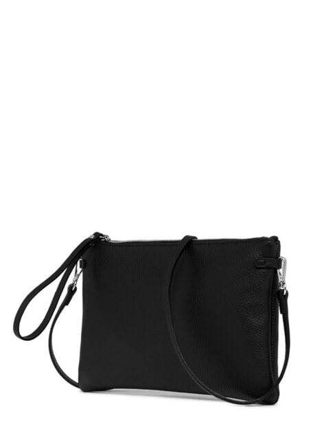 HERMY Bolso tipo sobre de piel con bandolera negro - Bolsos Mujer