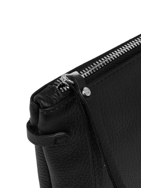 HERMY Bolso tipo sobre de piel con bandolera negro - Bolsos Mujer