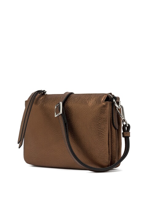 THREE Bolso de hombro de piel metalizada tostado - Bolsos Mujer