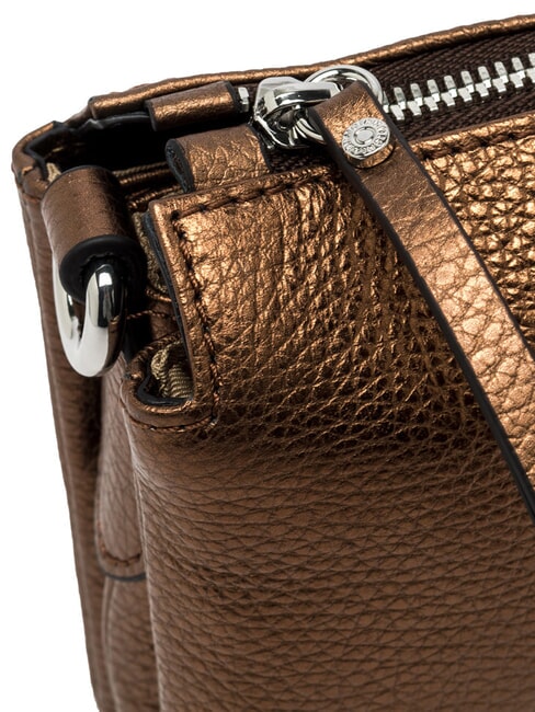 THREE Bolso de hombro de piel metalizada tostado - Bolsos Mujer