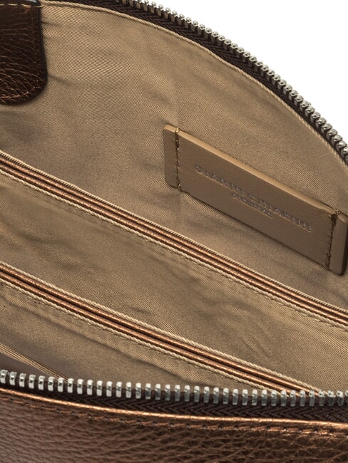 THREE Bolso de hombro de piel metalizada tostado - Bolsos Mujer