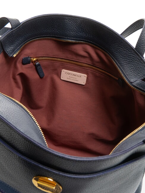 LIYA Bolso de hombro de piel martillada azul medianoche - Bolsos Mujer