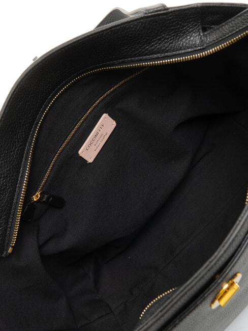 LIYA Bolso de hombro de piel martillada negro - Bolsos Mujer