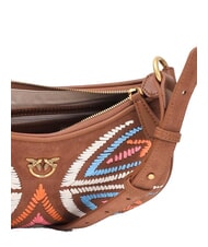 PINKO HALF MOON Bolso de hombro de piel de ante marrón - león-oro antiguo - Bolsos Mujer - 4