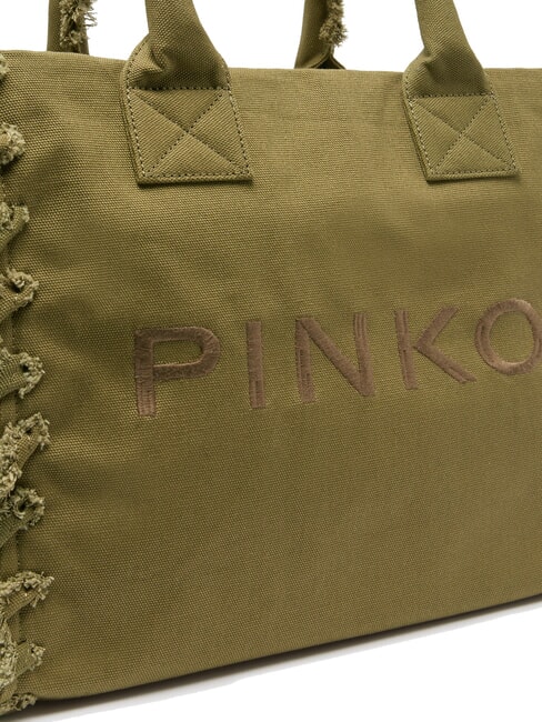 BEACH Bolso shopping en lona reciclada Oliva gótica-oro antiguo - Bolsos Mujer