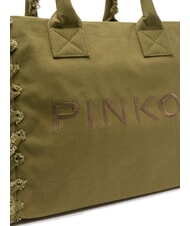 PINKO BEACH Bolso shopping en lona reciclada Oliva gótica-oro antiguo - Bolsos Mujer - 3
