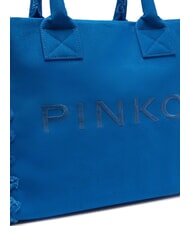 PINKO BEACH Bolso shopping en lona reciclada azul aster azul ch.-oro antiguo - Bolsos Mujer - 3