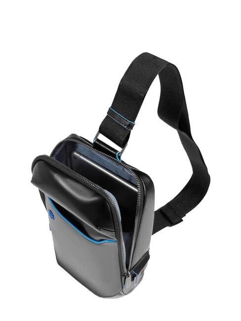 BLUE SQUARE Mochila de cuero de un solo hombro negro - Bandoleras Hombre