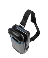 PIQUADRO BLUE SQUARE Mochila de cuero de un solo hombro negro - Bandoleras Hombre - 5