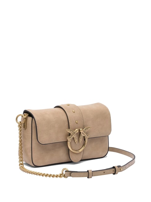 LOVE ONE MINI Mini bolso de hombro, en piel beige-gris ahumado-oro antiguo - Bolsos Mujer