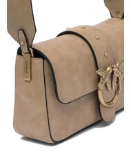 PINKO LOVE ONE MINI Mini bolso de hombro, en piel beige-gris ahumado-oro antiguo - Bolsos Mujer - 4