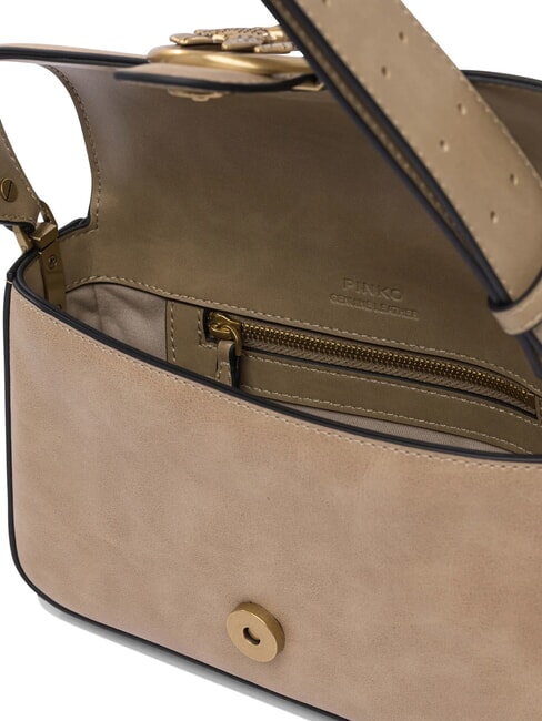 LOVE ONE MINI Mini bolso de hombro, en piel beige-gris ahumado-oro antiguo - Bolsos Mujer