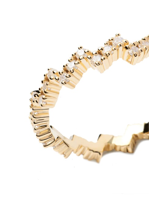 THE NEW ESSENTIALS THE ZIPPER Anillo bañado en oro con circonitas oro - Anillos