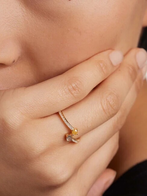 JUNO Anillo de piedra bañado en oro oro - Anillos